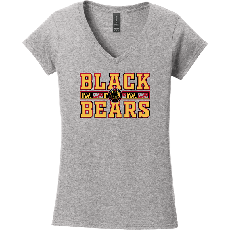 MD Jr. Black Bears Softstyle Ladies Fit V-Neck T-Shirt