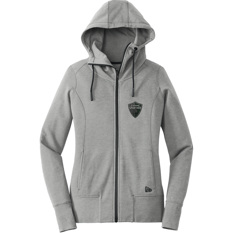 Lansing Spartans New Era Ladies Tri-Blend Fleece Full-Zip Hoodie